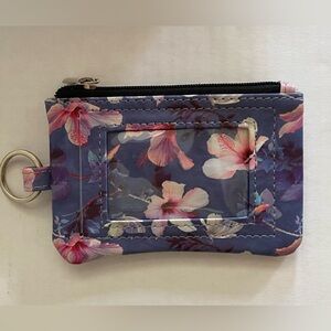 Vera Bradley Zip ID Case. NWOT. Purple with pink flowers Faux leather FINAL SALE